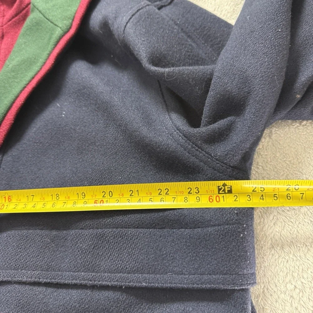 Vintage Hunt Club Women's Size 12 Wool Hooded Coat Navy Green Red 90s Preppy